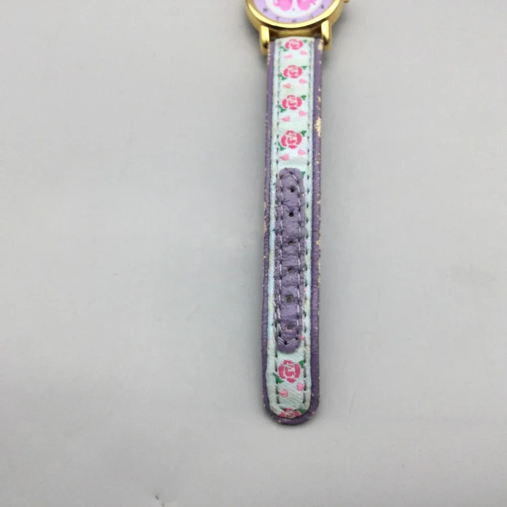 Accutime Girls Watch 26mm Ballet Slippers Gold Tone Floral Leather New Battery